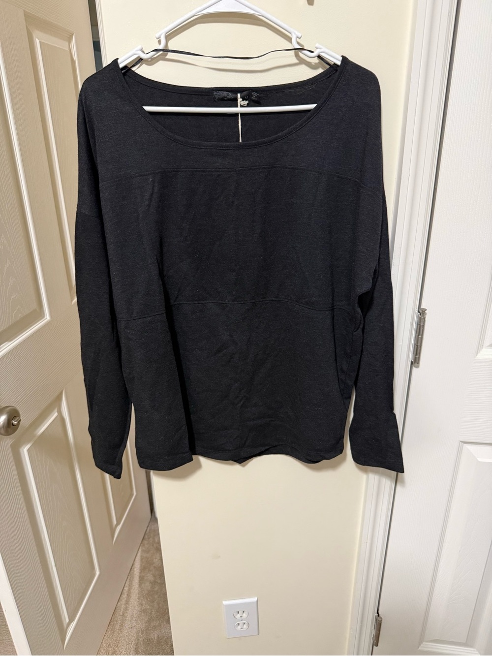 Prana Black Long Sleeve Scoop-Neck Top